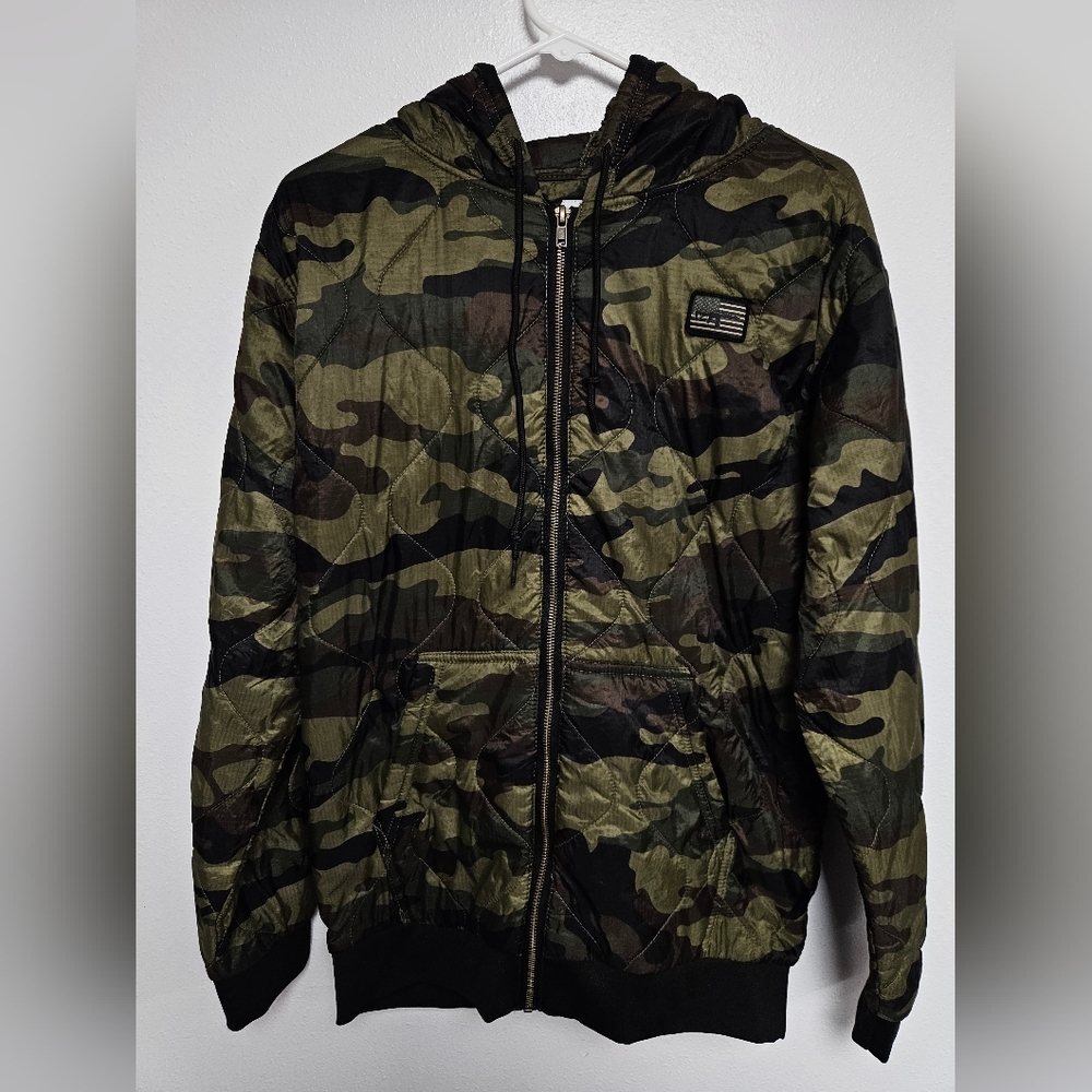 Black Rifle Coffee Co Jacket Adult S Green Camouflage Full Zip Hooded Coat